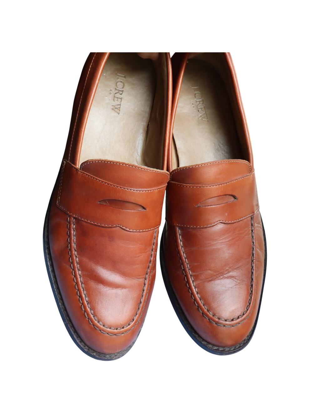 J Crew Ludlow Penny Loafers Moc Toe Cognac Brown Leather Mens 11 Business Casual